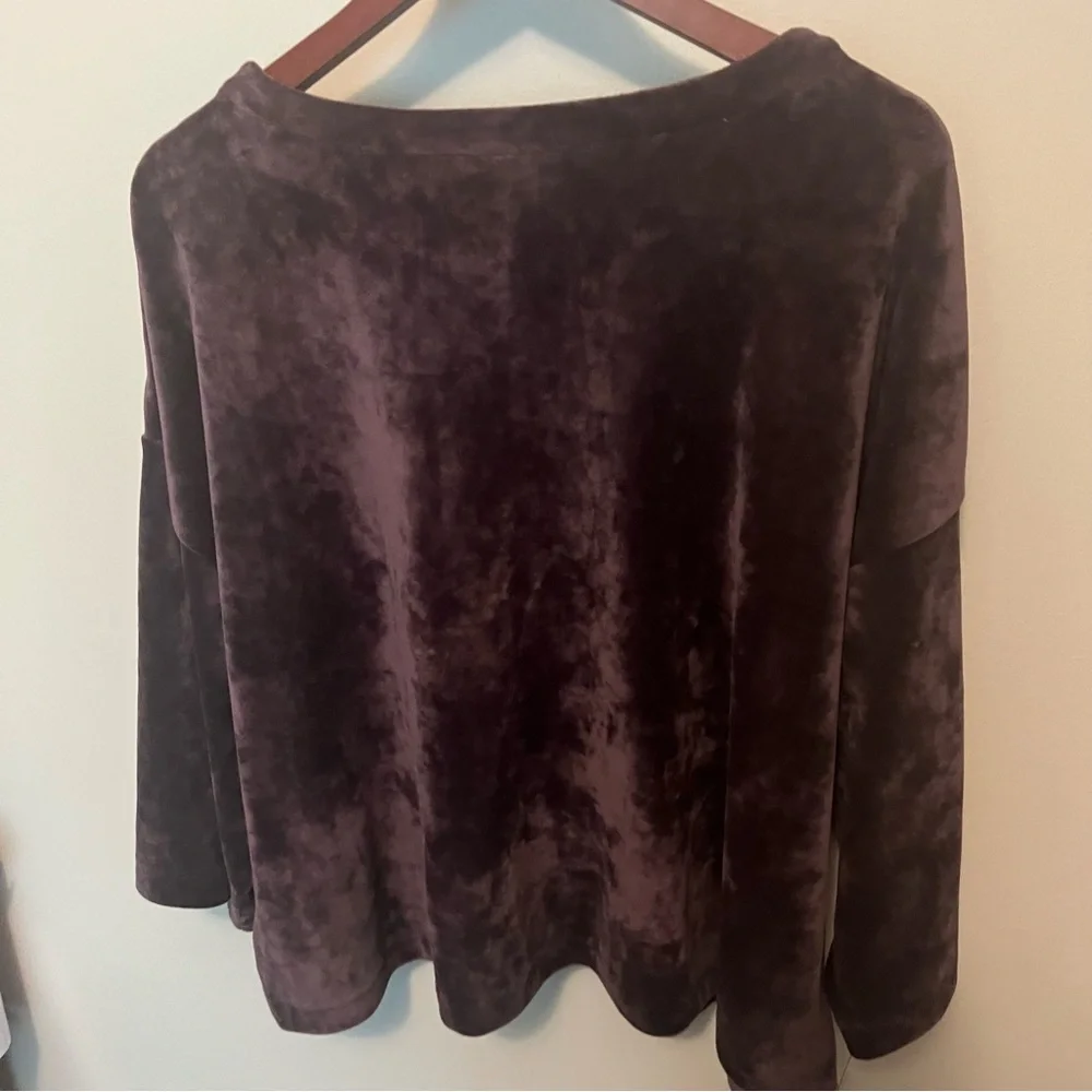 J Jill pure Jill Velvety velour Top Rich Purple soft dropped shoulder size XL - Picture 7 of 7
